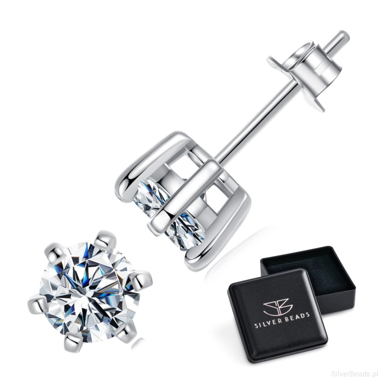 Eleganckie prezentowe pudełeczko gratis do srebrnych kolczyków z Moissanitem 1,0 ct