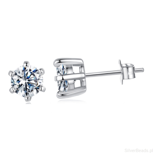 Srebrne kolczyki Moissanity 1,0 ct srebro 925 rozmiar L