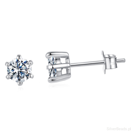 Srebrne kolczyki Moissanity 0,5 ct srebro 925 rozmiar M