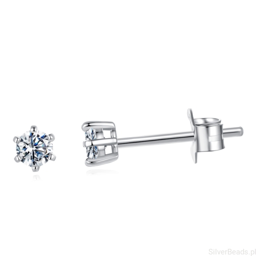 Srebrne kolczyki Moissanity 0,1 ct srebro 925 rozmiar S