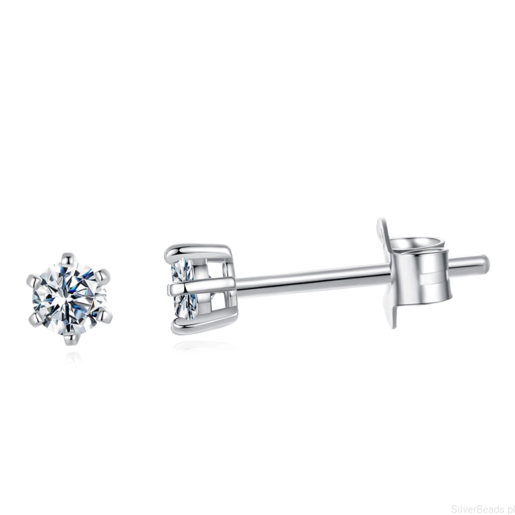 Srebrne kolczyki Moissanity 0,1 ct srebro 925 rozmiar S