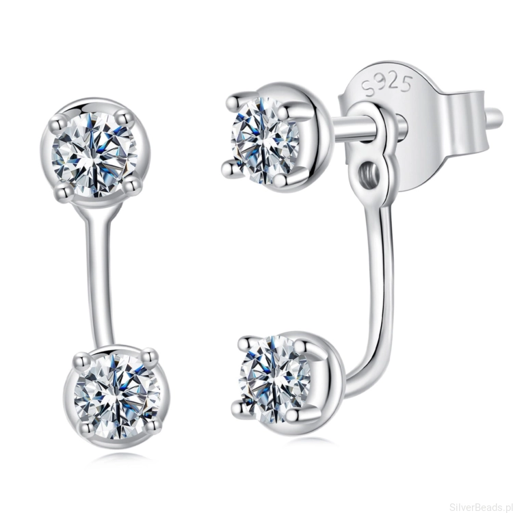 Srebrne kolczyki z Moissanitami 0,1 ct srebro 925 sztyfty