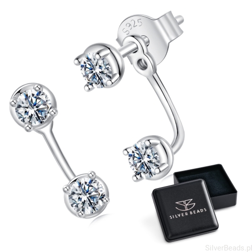 Eleganckie prezentowe pudełeczko gratis do srebrnych kolczyków z Moissanitem 0,1 ct