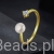 srebrny regulowany pozłacany regulowany pierścionek z Moissanitem 0,1 ct i perłą