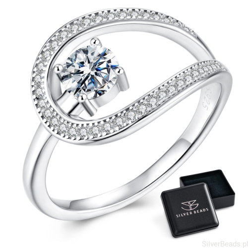 Eleganckie prezentowe pudełeczko gratis. Pierścionki ze srebra z Moissanitem 0,5 ct