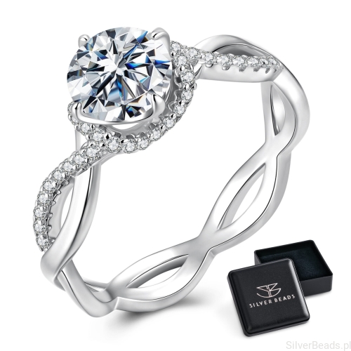 Eleganckie prezentowe pudełeczko gratis. Pierścionki moissanit 1,0 ct i znaki nieskończoności