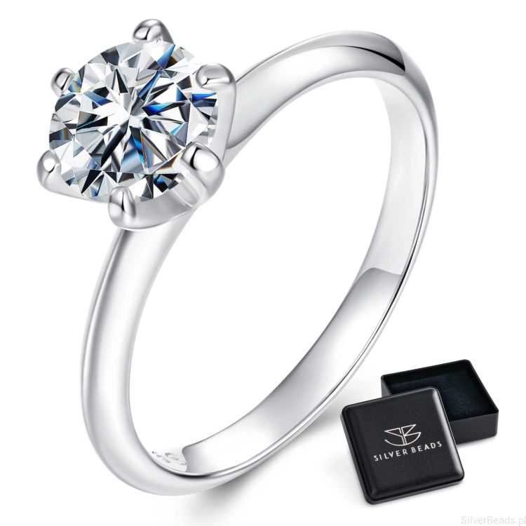Eleganckie prezentowe pudełeczko gratis. Pierścionki z Moissanitem 1,0 ct