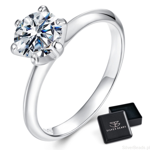 Eleganckie prezentowe pudełeczko gratis. Pierścionki moissanit z Moissanitem 1,0 ct