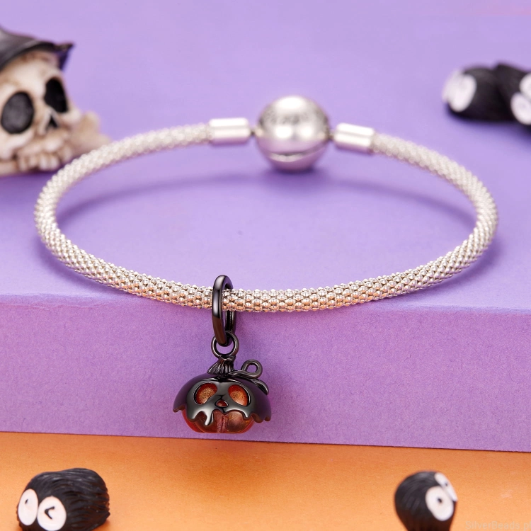halloweenowy charms ze srebra CZARNA DYNIA