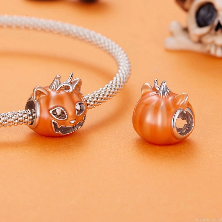 srebrny charms do bransoletki modułowej na halloween