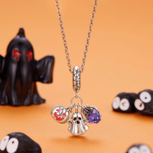srebrny charms do bransoletki modułowej na halloween
