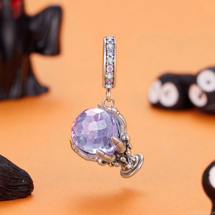 srebrny charms do bransoletki modułowej na halloween MAGICZNA KULA
