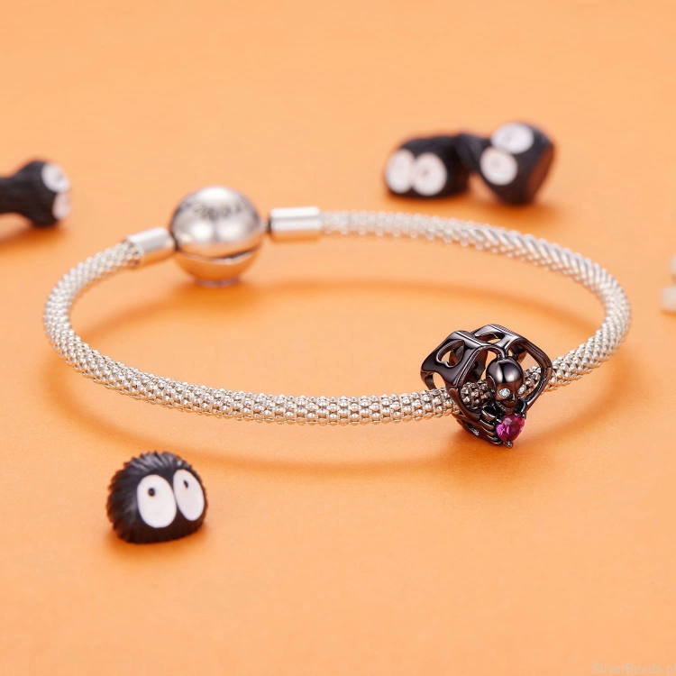 srebrny charms próba 925  CZARNY SZKIELET