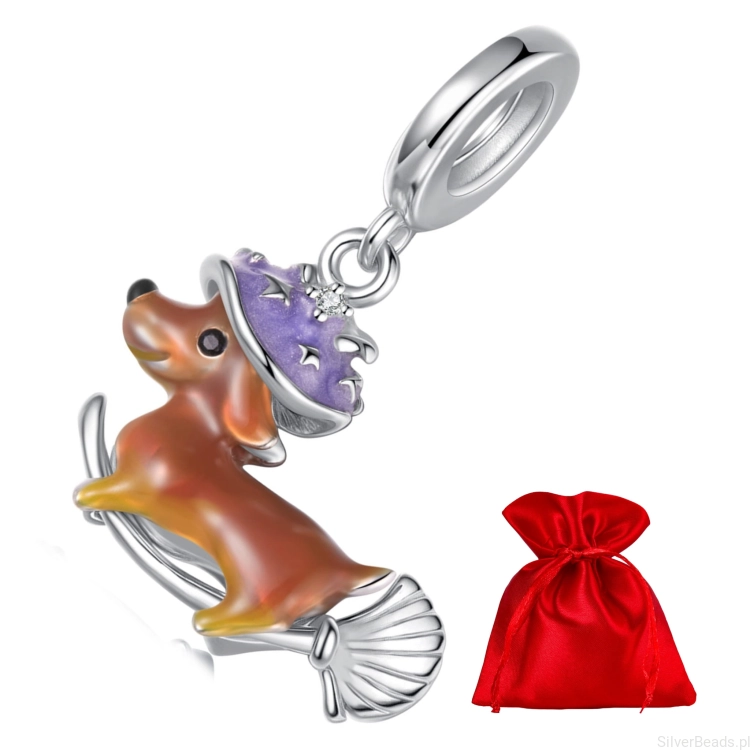Elegancki satynowy woreczek gratis do każdego zamówienia koralików charms HALLOWEENOWY JAMNIK