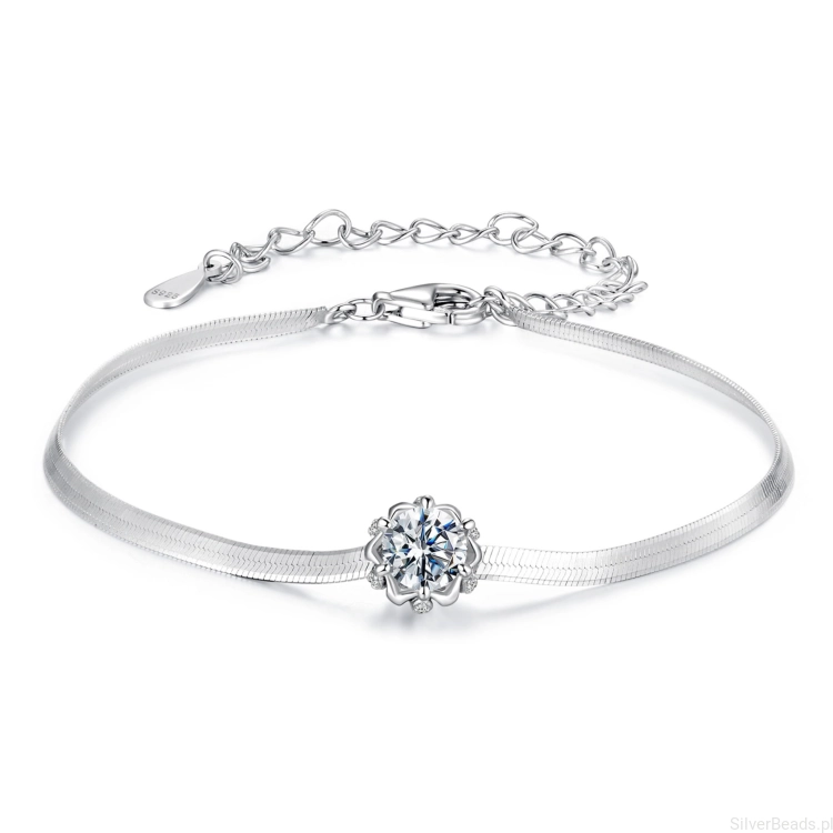 Srebrna elegancka bransoletka z Moissanitem 0,5 ct srebro 925