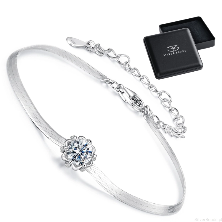 _Eleganckie prezentowe pudełeczko gratis do srebrnej bransoletka z Moissanitem 0,5 ct