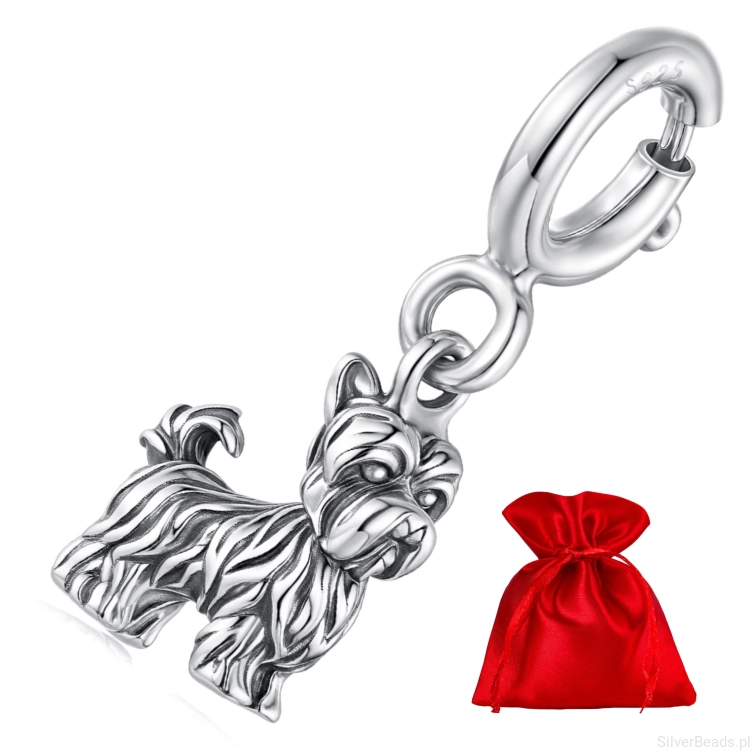 Elegancki satynowy woreczek gratis do każdego zamówienia koralików charms  piesek rasy YORK