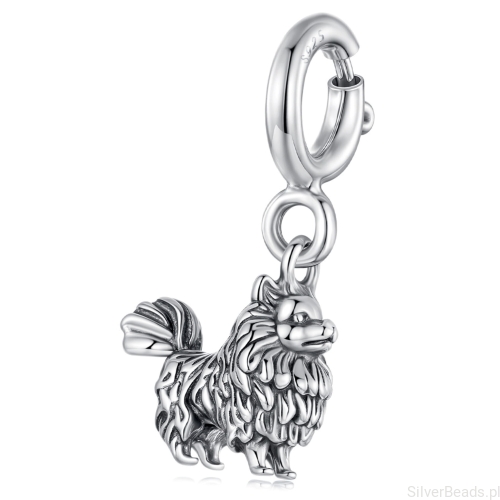 Srebrna zawieszka piesek rasy pomeranian SZPIC srebro 925 beads