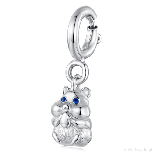 Srebrna zawieszka CHOMIK z niebieskimi oczami srebro 925 beads