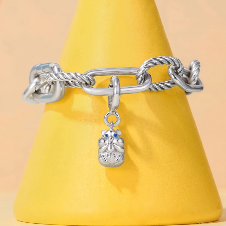Charms srebro 925  koralik do bransoletki modułowej charms  CHOMIK z niebieskimi oczami