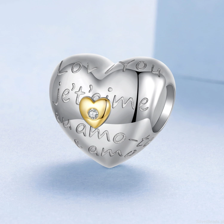 Charms srebro 925  SERCE dla ukochanej koralik do bransoletki modułowej charms