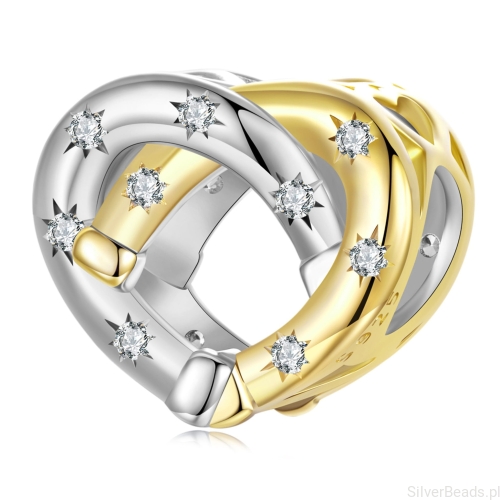 Srebrny charms PODKOWY w kształcie serca koralik srebro 925 beads