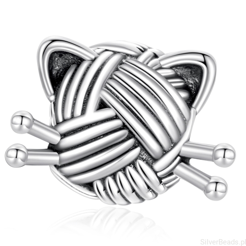 Srebrny charms KOTEK z włóczki srebro 925 beads