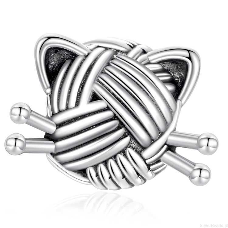 Srebrny charms KOTEK z włóczki srebro 925 beads