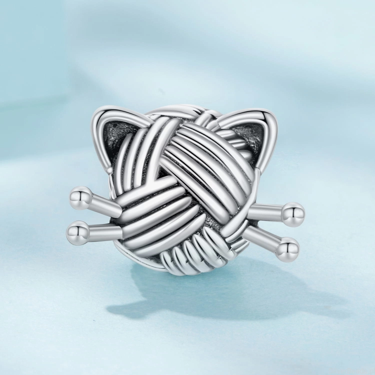 charms ze srebra do bransoletki typu pandora KOTEK z włóczki
