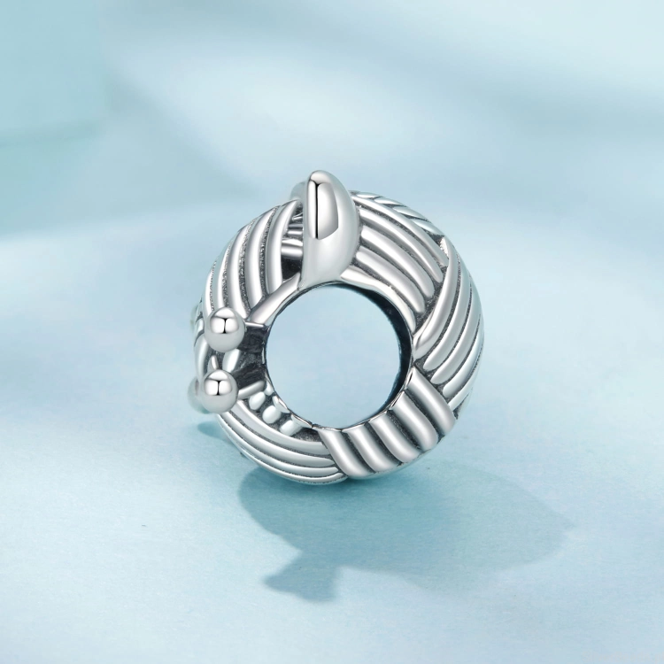srebrny charms do pandora KOTEK z włóczki