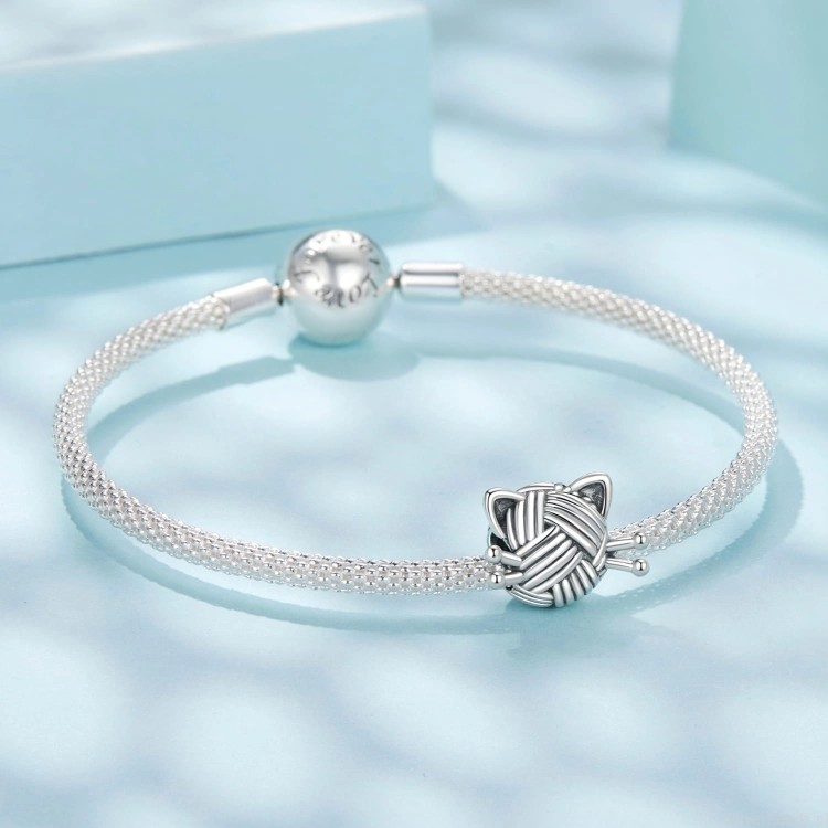 charms ze srebra do bransoletki pandora KOTEK z włóczki
