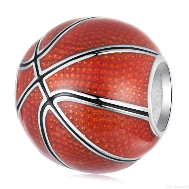 Srebrny charms PIŁKA DO KOSZYKÓWKI beads srebro 925 koralik