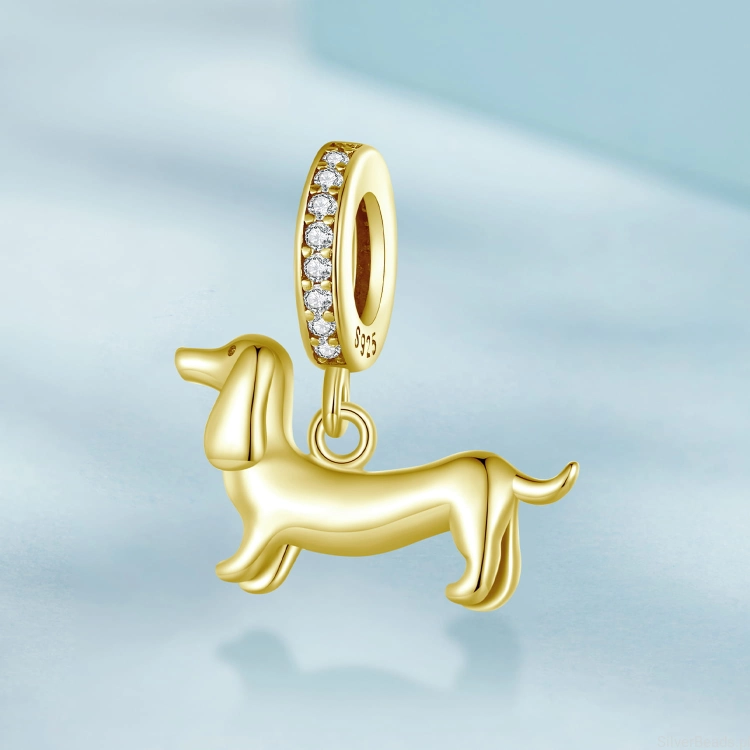 charms ze srebra do bransoletki pandora pozłacany JAMNIK