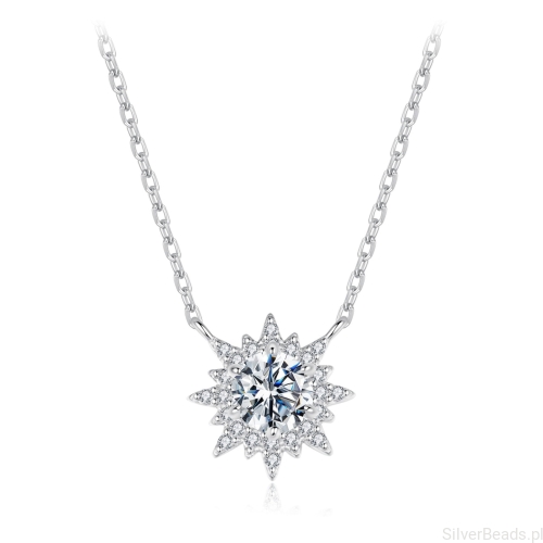 Srebrny naszyjnik SŁOŃCE z Moissanitu 0,5 ct srebro 925