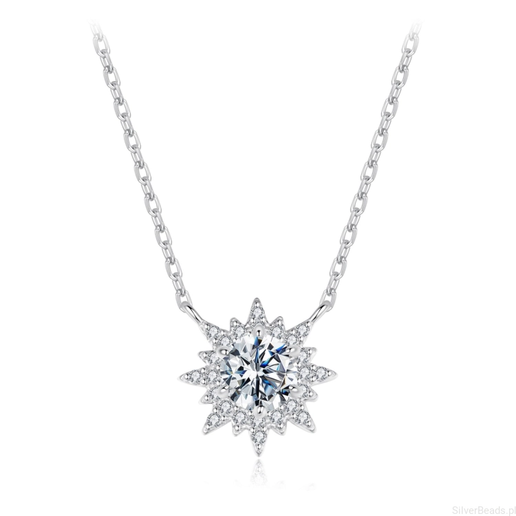 Srebrny naszyjnik SŁOŃCE z Moissanitu 0,5 ct srebro 925
