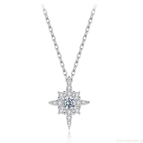 Srebrny naszyjnik GWIAZDKA z Moissanitem 0,1 ct srebro 925