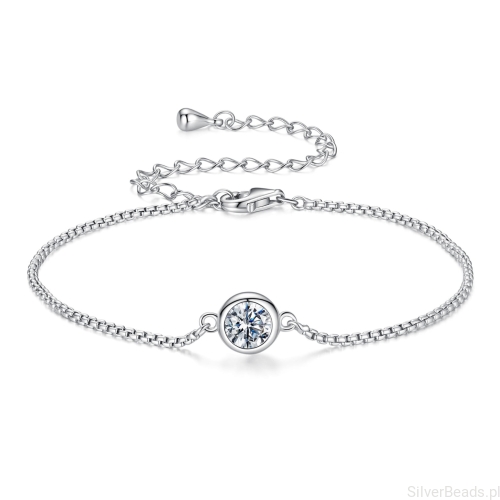 rebrna klasyczna bransoletka z Moissanitem 0,5 ct srebro 925