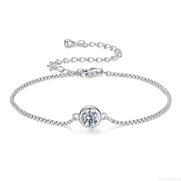rebrna klasyczna bransoletka z Moissanitem 0,5 ct srebro 925