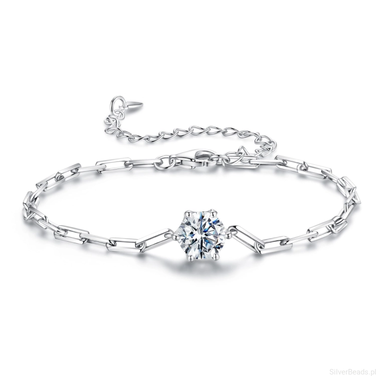Srebrna bransoletka z lśniącym Moissanitem 1,0 ct srebro 925