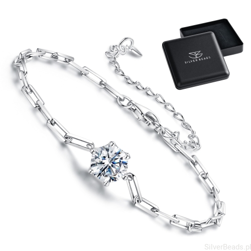 _Eleganckie prezentowe pudełeczko gratis do srebrnej bransoletki. z lśniącym Moissanitem 1,0 ct