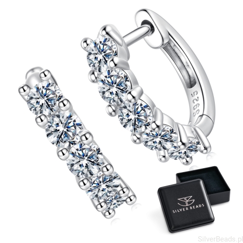 Eleganckie prezentowe pudełeczko gratis. kolczyki koła Moissanitami 0,1 ct