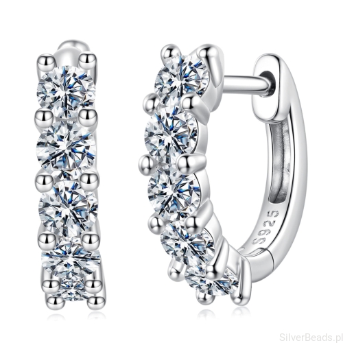 Srebrne eleganckie kolczyki koła Moissanitami 0,1 ct srebro 925 zatrzaski