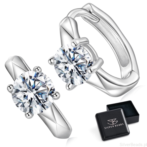 Eleganckie prezentowe pudełeczko gratis.koła z błyszczącymi Moissanitami 0,5 ct