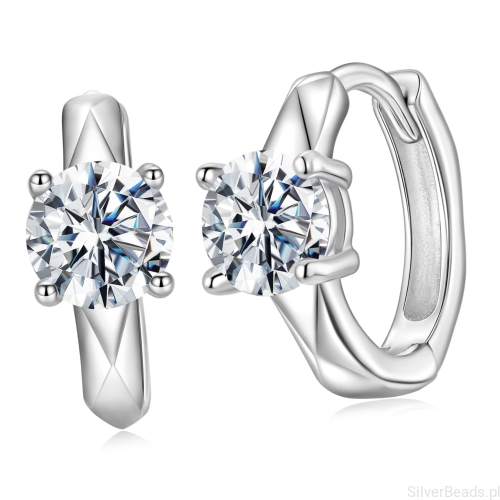 Srebrne kolczyki koła z błyszczącymi Moissanitami 0,5 ct zatrzaski srebro 925
