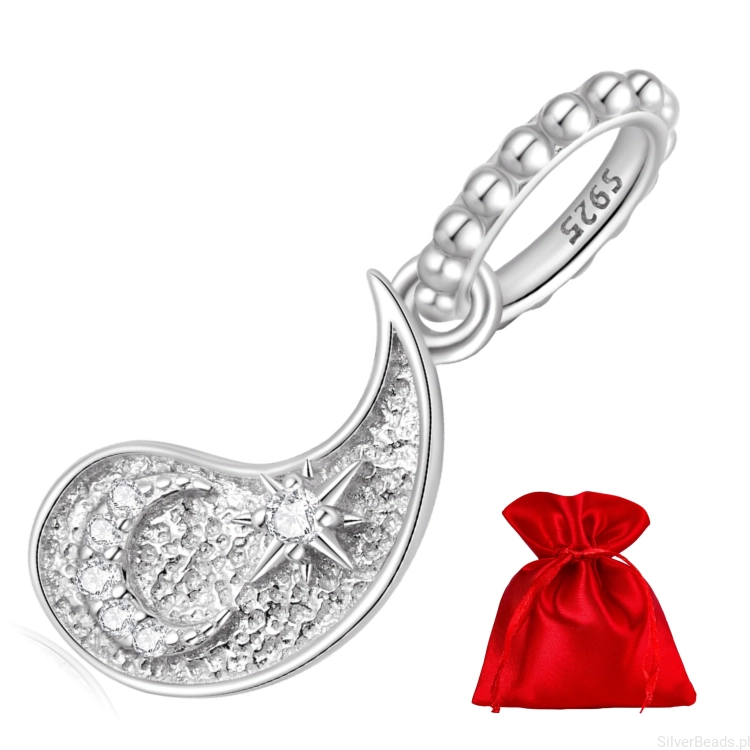 Elegancki satynowy woreczek gratis do każdego zamówienia koralików charms YIN YANG księżyc z kryształkami