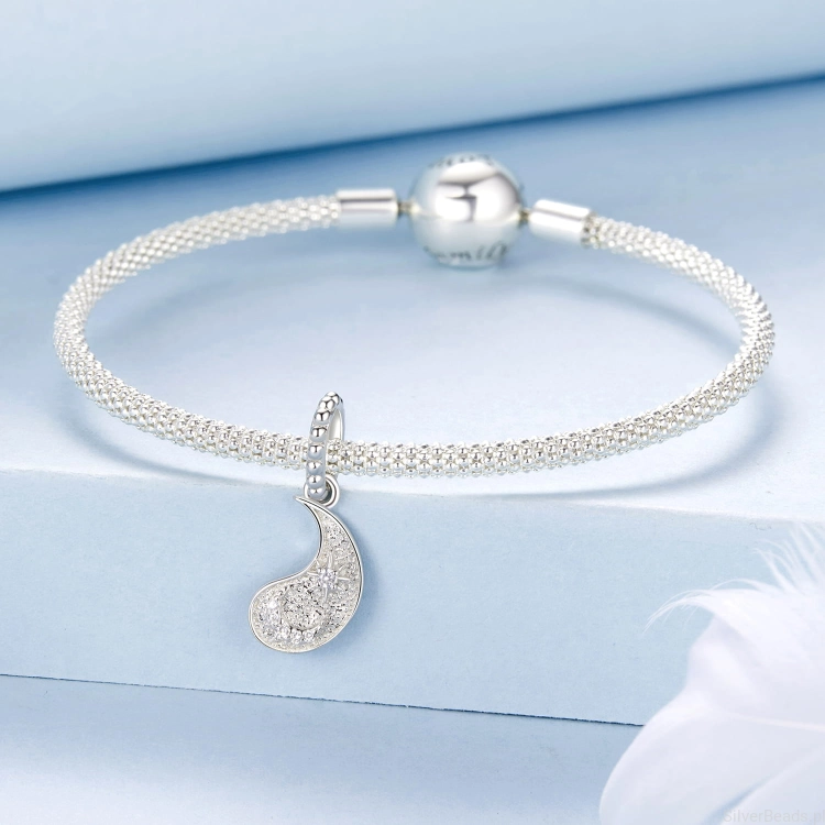 Charms ze srebra próby 925 YIN YANG księżyc z kryształkami
