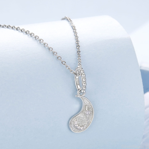 Srebrna zawieszka charms YIN YANG księżyc z kryształkami pasująca do łańcuszka naszyjnika