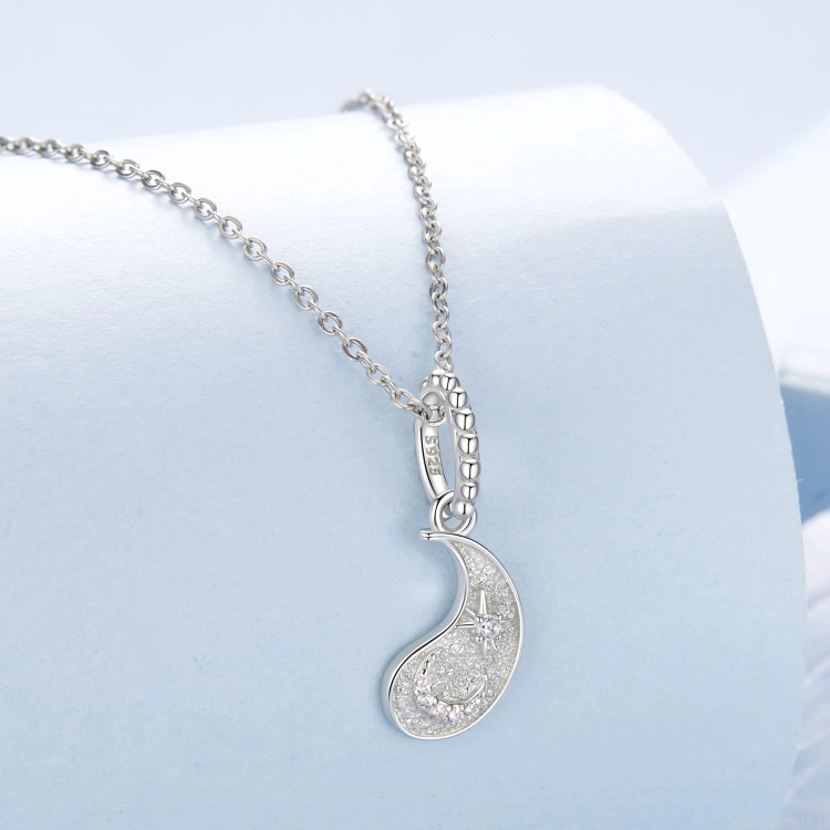 Srebrna zawieszka charms YIN YANG księżyc z kryształkami pasująca do łańcuszka naszyjnika