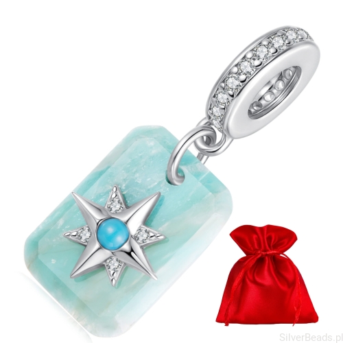 Elegancki satynowy woreczek gratis do każdego zamówienia koralików charms kamień AMAZONIT z gwiazdką
