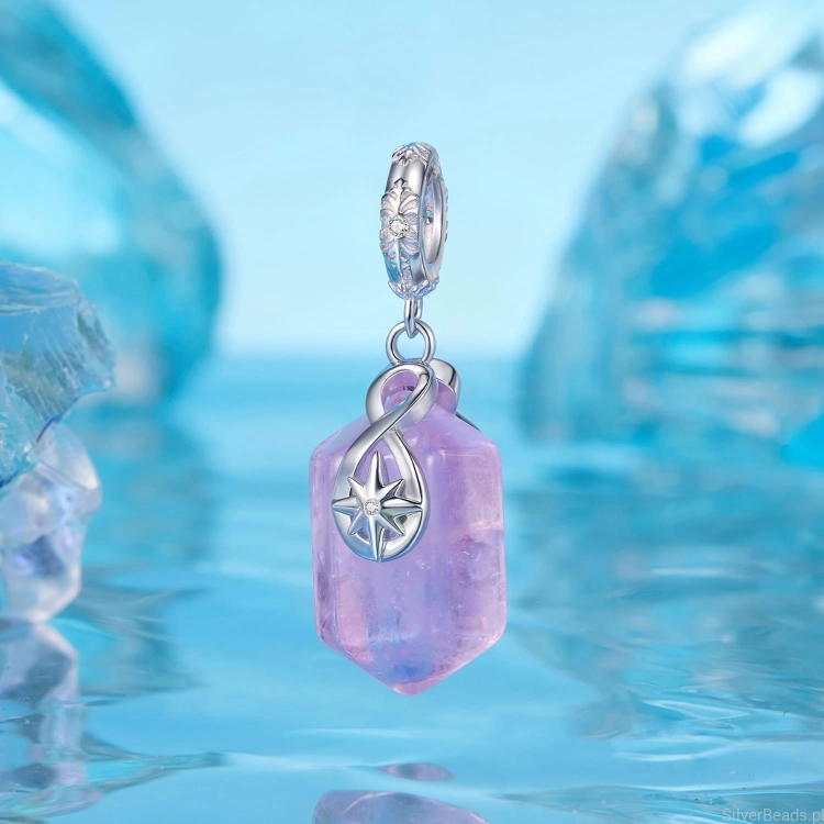 charms ze srebra do bransoletki pandora AMETYST z gwiazdką